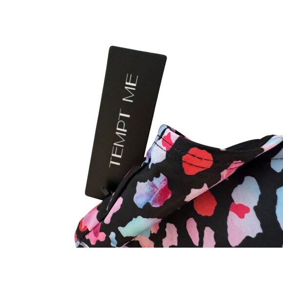 Tempt Me Two Piece Womens Bikini Size L Multicolor Animal Print Halter Padded To - Picture 5 of 12